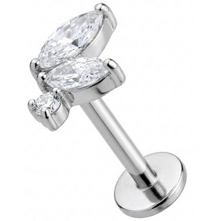 Titanio Ramo Hojas Cristal Marquise Rosca interna Labret
