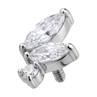 Titanium Top Marquise Zirconia Butterfly Cluster Internally Threaded
