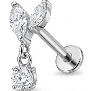 Titanio Hojas Marquise Con Gota Redonda Rosca interna Labret