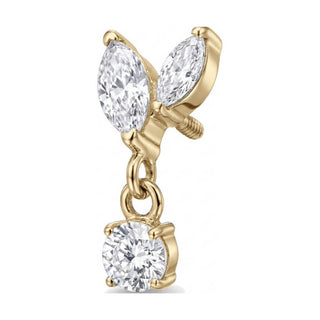 Titanium Top Double Marquise With Dangle Internally Threaded