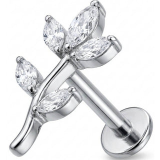 Titanio Rama Curva Hojas Marquise Rosca interna Labret