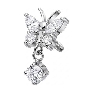 Titanium Top Butterfly With Dangle Internally Threaded