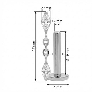 Titanio Doble Marquise con Cadena Rosca interna Labret