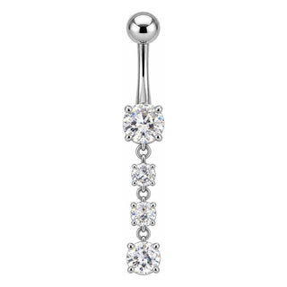 Titanium Belly Button Piercing Cascading Crystal Drops Internally Threaded