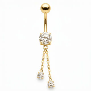 Titanium Belly Button Piercing Gemstone With Dangling Chains