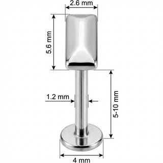 Titanio Barra Rectangular Geométrica Rosca interna Labret