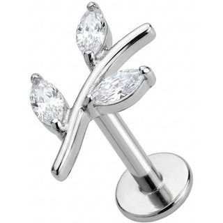 Titanio Rama Curva con Cristales Marquise Rosca interna Labret