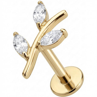 Titanio Rama Curva con Cristales Marquise Rosca interna Labret