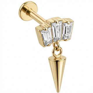 Titanio Trío Baguette Con Colgante Punta Rosca interna Labret