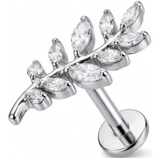 Titanio Rama Helecho Curva Cristales Rosca interna Labret