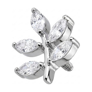 Titanium Top Marquise Zirconia Leaf Branch Internally Threaded