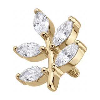 Titanium Top Marquise Zirconia Leaf Branch Internally Threaded