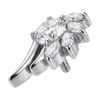 Titanium Top Round And Marquise Zirconia Fan Internally Threaded