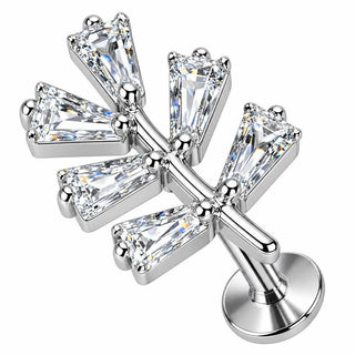 Titanium Labret Tapered Leaf Branch Internally Threaded