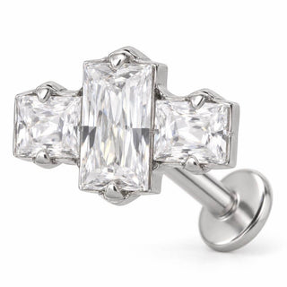 Titanium Labret Triple Geometric Cut Internally Threaded
