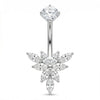 Titanium Belly Button Piercing Marquise Crystal Lotus Flower