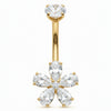Titanium Belly Button Piercing Crystal Flower Five Petals