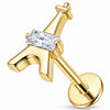 Titanium Labret Eiffel Tower With Zirconia Internally Threaded