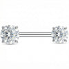 Titanium Nipple Piercing Twin Round Clear Stones