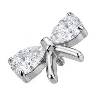 Titanium Top Bow With Teardrop Zirconia Internally Threaded