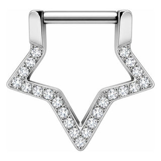 Titanium Ring Star Zirconia Clicker