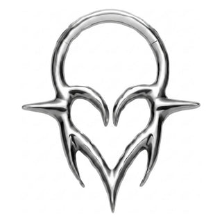 Titanium Ring Tribal Gothic Heart Clicker