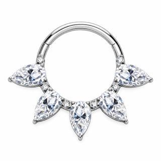 Titanium Ring 5 Marquise Zirconias Clicker