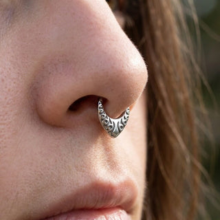 Titanium Ring Tribal Teardrop Clicker