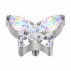 Titanium Top Butterfly With Clear Stones Internally Threaded
