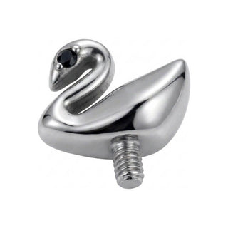 Titanium Top Swan With Black Stone Internally Threaded