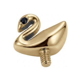 Titanium Top Swan With Black Stone Internally Threaded