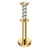 Titanium Labret Initial Letter With Stones Internally Threaded
