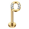 Titanium Labret Initial Letter With Stones Internally Threaded