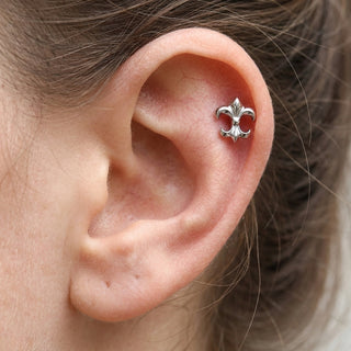 Titanium Top Fleur de Lis Internally Threaded – getragen