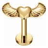Titanium Labret Heart Angel Wings Internally Threaded
