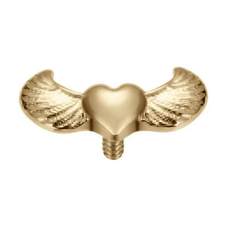 Titanium Top Heart With Angel Wings Internally Threaded