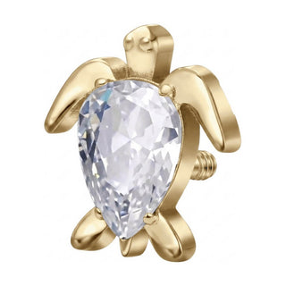 Titanium Top Turtle With Clear Stone Internally Threaded