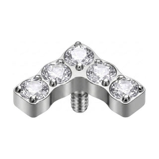 Titanium Top Curved Five Stone Chevron Push-In