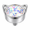 Titanium Top Cat Ears Round Stone Internally Threaded