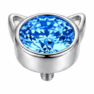 Titanium Top Cat Ears Round Stone Internally Threaded