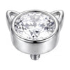 Titanium Top Cat Ears Round Stone Internally Threaded