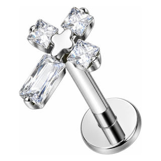 Titanium Labret Cross Zirconia Internally Threaded