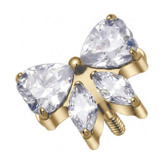 Titanium Top Butterfly With Clear Stones Internally Threaded