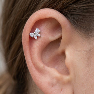 Titanium Top Butterfly With Clear Stones Internally Threaded – getragen