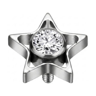 Titanium Top Open Star With Clear Stone Internally Threaded