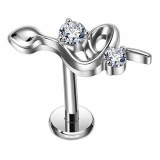 Titanium Labret Treble Clef Zirconia Internally Threaded