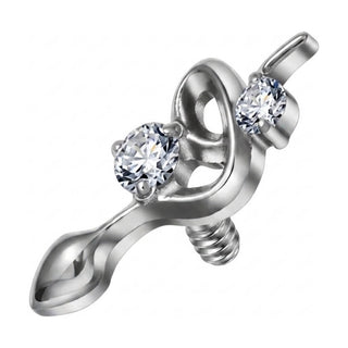 Titanium Top Treble Clef With Stones Internally Threaded