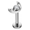 Titanium Labret Crescent Moon Zirconia Internally Threaded