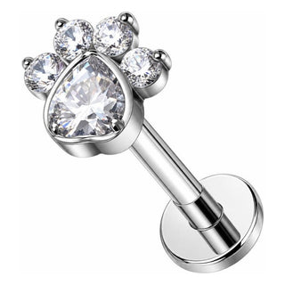 Titanium Labret Paw Zirconia Internally Threaded