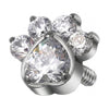 Titanium Top Paw Print Heart Stone Internally Threaded